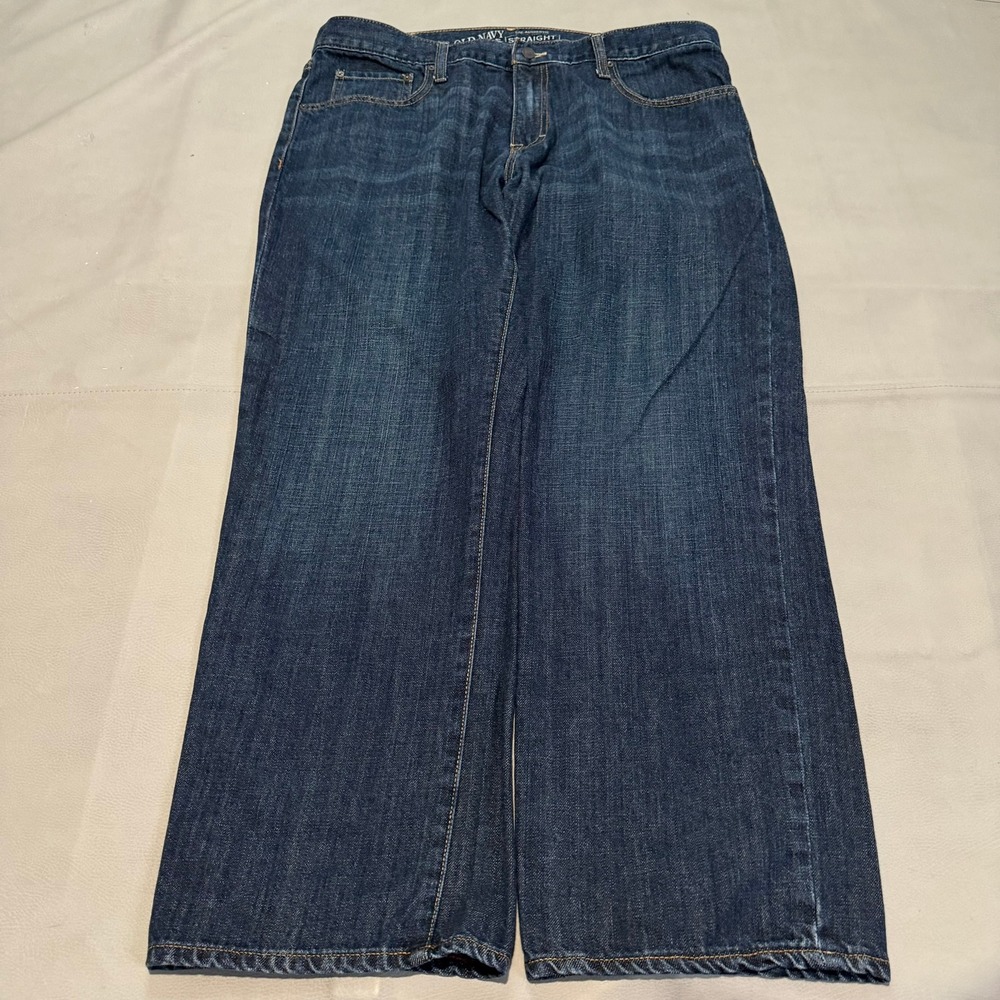 VTG Y2K Old Navy Men Straight Leg Jeans Dark Wash Baggy Wide Skate Indigo-7402-